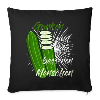 Gurke - lustiger Pickle Spruch - Sofakissenbezug 45 x 45 cm - Schwarz - Vorne