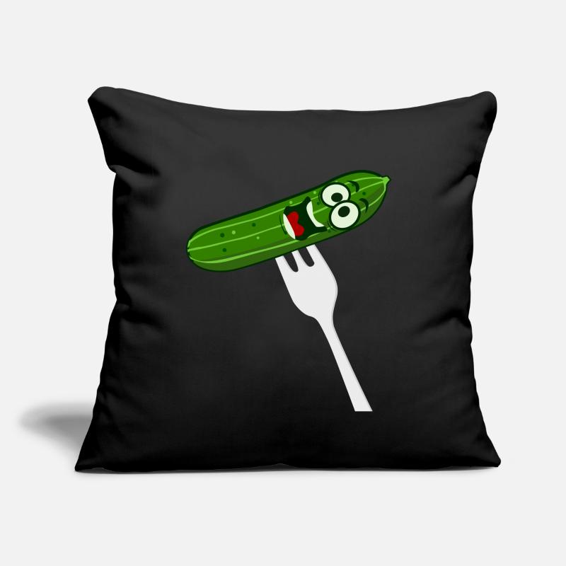 Concombre avec fourchette - drôle Housse de coussin décorative 45 x 45 cm