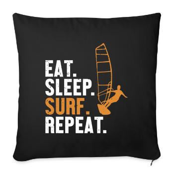 Eat Sleep Surf Repeat Water Sports Sailboarding - Sofa pillowcase 17,3'' x 17,3'' (45 x 45 cm) - black - Front