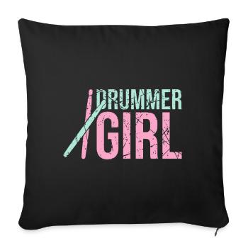 Drummer girl drums - Sofa pillowcase 17,3'' x 17,3'' (45 x 45 cm) - black - Front