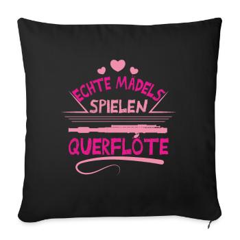 Querflöte Mädels - Sofakissenbezug 45 x 45 cm - Schwarz - Vorne