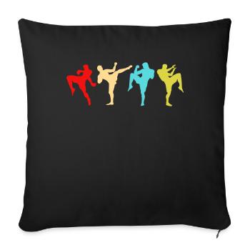 Thai Boxing Sport de combat MMA Kickboxer Muay Thai - Housse de coussin décorative 45 x 45 cm - noir - Devant