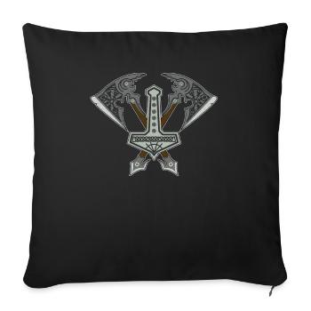 Mjolnir Thor Hammer Runes de cosmologie nordique viking - Housse de coussin décorative 45 x 45 cm - noir - Devant