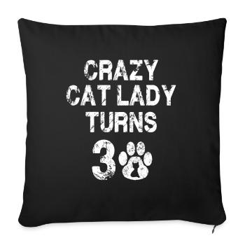 Cat lady 30 - Housse de coussin décorative 45 x 45 cm - noir - Devant