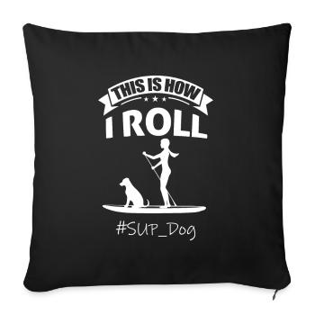 Canoe dog paddle boat kayak paddling boat - Sofa pillowcase 17,3'' x 17,3'' (45 x 45 cm) - black - Front