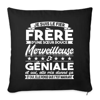 Frére et Soeur Géniale Humour Frere Cadeau Frèro - Housse de coussin décorative 45 x 45 cm - noir - Devant