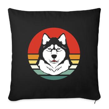 Chien de traîneau Malamute - Housse de coussin décorative 45 x 45 cm - noir - Devant
