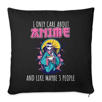Anime Fan manga Otaku Je ne me soucie que de l'anime et - Housse de coussin décorative 45 x 45 cm - noir - Devant