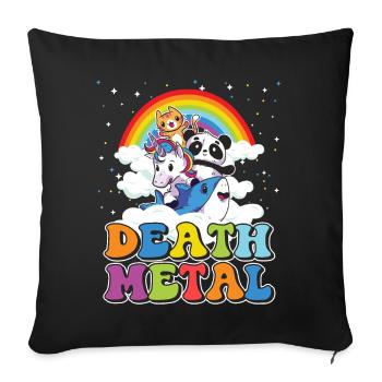 Funny Death Metal Animals Cute Unicorn Rainbow - Sofa pillowcase 17,3'' x 17,3'' (45 x 45 cm) - black - Front