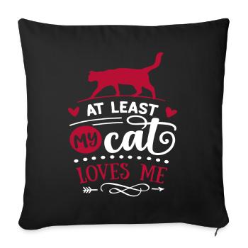 Cadeau de la Saint-Valentin pour les amoureux des chats / amoureux - Housse de coussin décorative 45 x 45 cm - noir - Devant