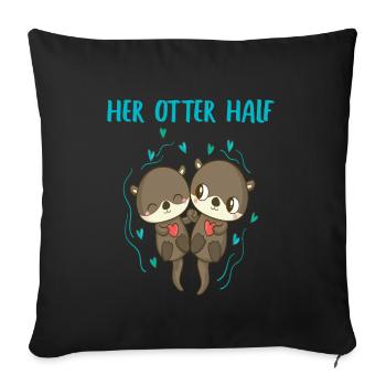 Otter Her Otter a aidé la tenue partenaire de Valtinstag - Housse de coussin décorative 45 x 45 cm - noir - Devant