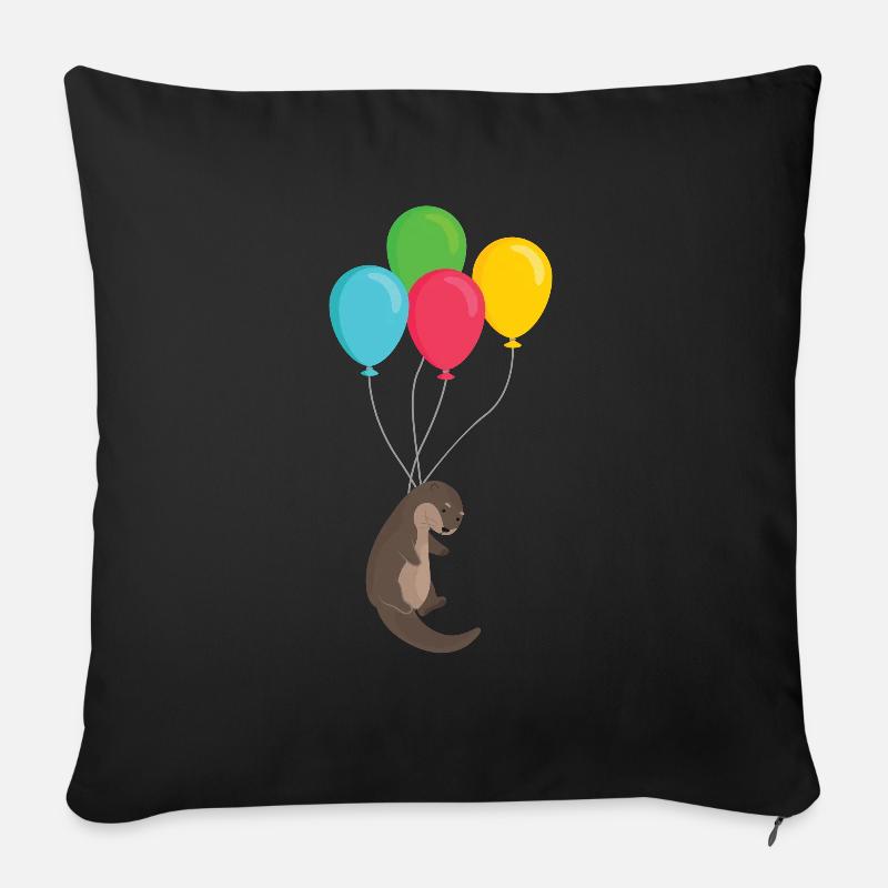 Otter an Luftballons Otter niedlich Tier Geschenk - Sofakissenbezug 45 x 45 cm - Schwarz