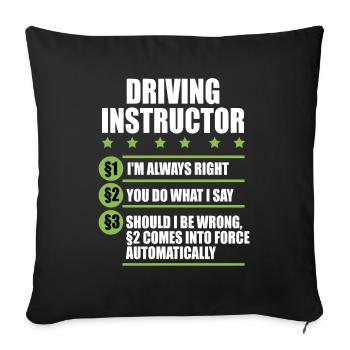 Instructeur de conduite école de conduite voiture permis de conduire - Housse de coussin décorative 45 x 45 cm - noir - Devant