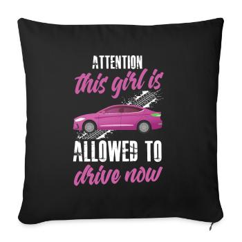 Instructeur de conduite école de conduite voiture permis de conduire - Housse de coussin décorative 45 x 45 cm - noir - Devant