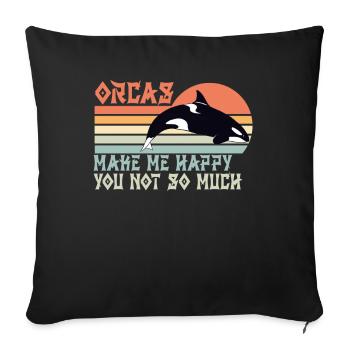 Orque orque disant drôle - Housse de coussin décorative 45 x 45 cm - noir - Devant