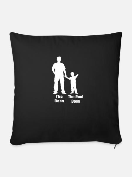 Vater Sohn Boss Real Boss Papa Partnerlook - Sofakissenbezug 45 x 45 cm - Schwarz