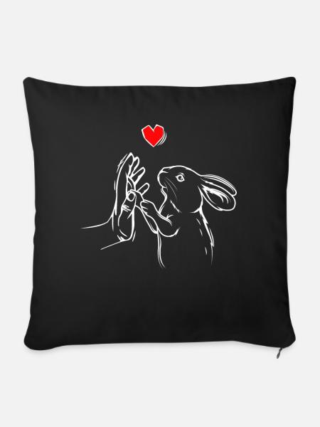 Hasen Liebe Süßer Hase Kaninchen - Sofakissenbezug 45 x 45 cm - Schwarz