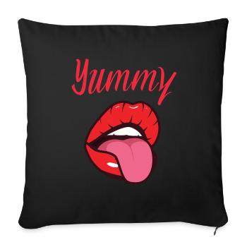 Femme délicieuse qui tire la langue rouge - Housse de coussin décorative 45 x 45 cm - noir - Devant