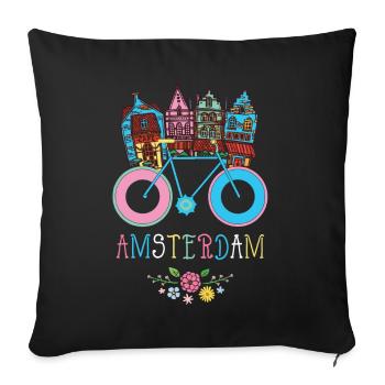 Floral Amsterdam Netherlands Bike Souvenir - Sofa pillowcase 17,3'' x 17,3'' (45 x 45 cm) - black - Front