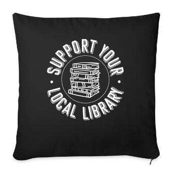 Lecture de livres La littérature soutient votre bibliothèque locale - Housse de coussin décorative 45 x 45 cm - noir - Devant