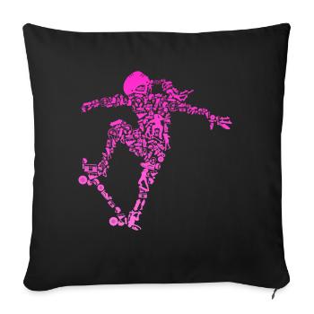 Skater Girl Skateboard Stunt Geschenk - Sofakissenbezug 45 x 45 cm - Schwarz - Vorne