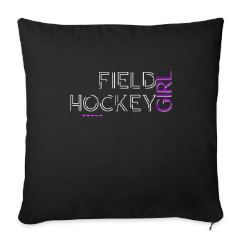 Field Hockey Girl Text Design - Sofa pillowcase 17,3'' x 17,3'' (45 x 45 cm) - black - Front