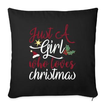 Juste une fille qui aime Noël - Housse de coussin décorative 45 x 45 cm - noir - Devant