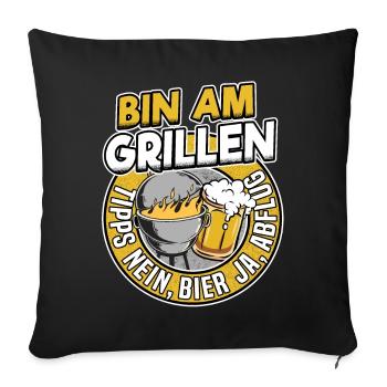 Barbecues cadeau Drôle fête des pères papa barbecue bière - Housse de coussin décorative 45 x 45 cm - noir - Devant