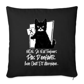 Chat Noir Humour Cadeau - Housse de coussin décorative 45 x 45 cm - noir - Devant