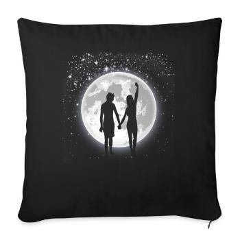 Moon star couple romantic valentines day gift - Sofa pillowcase 17,3'' x 17,3'' (45 x 45 cm) - black - Front