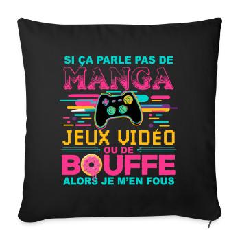 Manga Jeux vidéo Bouffe - Geek Humour Console - Housse de coussin décorative 45 x 45 cm - noir - Devant
