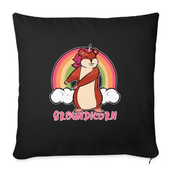 Groundhog Day Unicorn Groundicorn Horse Rainbow - Sofa pillowcase 17,3'' x 17,3'' (45 x 45 cm) - black - Front