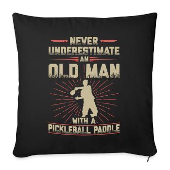 Cadeau de joueur de pickleball pickleball - Housse de coussin décorative 45 x 45 cm - noir - Devant