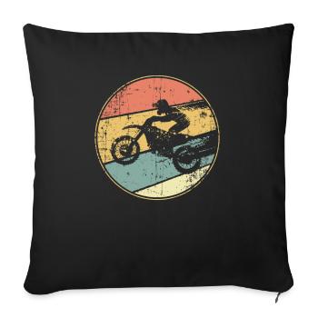 Motocross moto vintage - Housse de coussin décorative 45 x 45 cm - noir - Devant