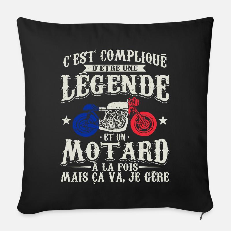 Motard Francais Cadeau - Housse de coussin décorative 45 x 45 cm - noir