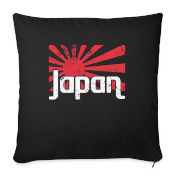 Japon drapeau soleil levant - Housse de coussin décorative 45 x 45 cm - noir - Devant
