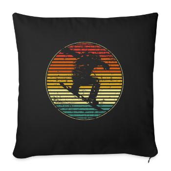 Snowboardeur vintage de snowboard - Housse de coussin décorative 45 x 45 cm - noir - Devant