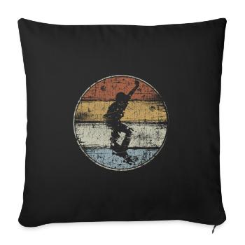 Skateboard patineur vintage - Housse de coussin décorative 45 x 45 cm - noir - Devant