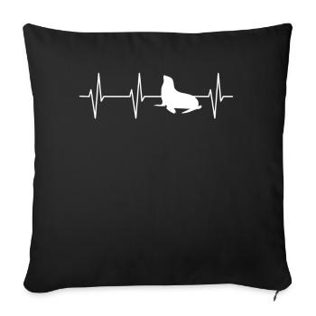T-shirt de battement de coeur de lion de mer - Housse de coussin décorative 45 x 45 cm - noir - Devant