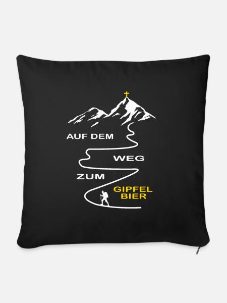 Auf dem Weg zum Gipfelbier - Sofakissenbezug 45 x 45 cm - Schwarz