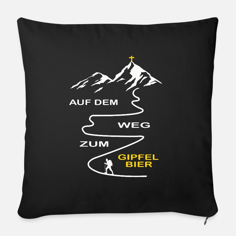 Auf dem Weg zum Gipfelbier - Sofakissenbezug 45 x 45 cm - Schwarz