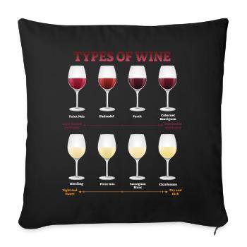 Wine white wine types of wine red wine winemaker gift - Sofa pillowcase 17,3'' x 17,3'' (45 x 45 cm) - black - Front