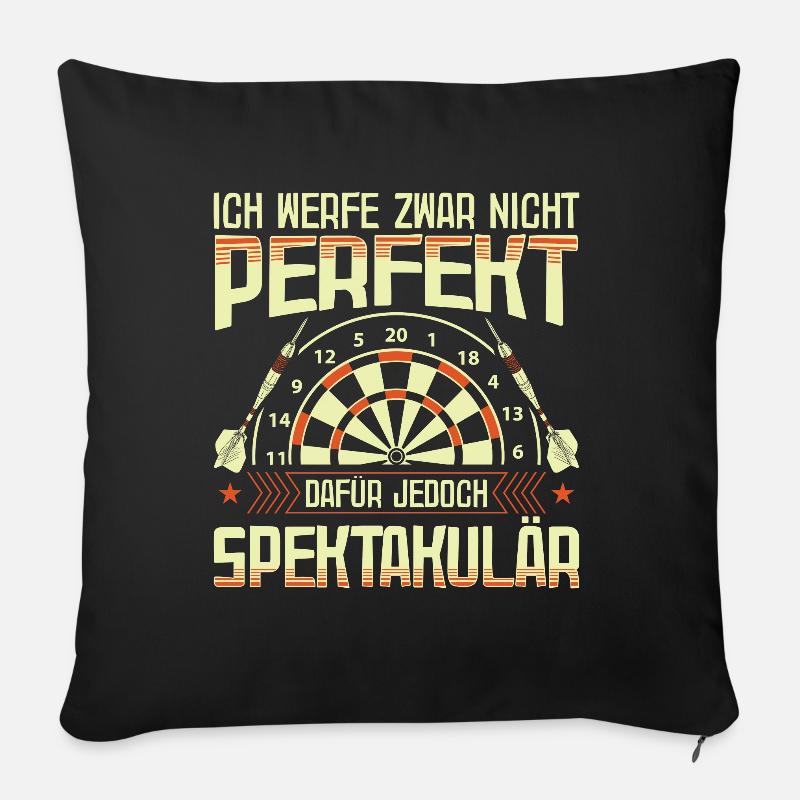 Dart Darten Darts Lustig Dartspieler Geschenk - Sofakissenbezug 45 x 45 cm - Schwarz