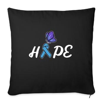Diabétiques espoir papillon maladie aide - Housse de coussin décorative 45 x 45 cm - noir - Devant