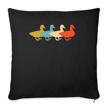 Canards canard rétro vintage - Housse de coussin décorative 45 x 45 cm - noir - Devant