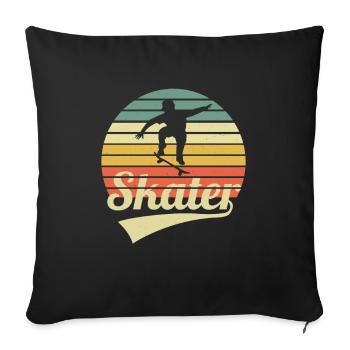 Skater Vintage Skateboard Skate Retro Skateboarder - Sofa pillowcase 17,3'' x 17,3'' (45 x 45 cm) - black - Front