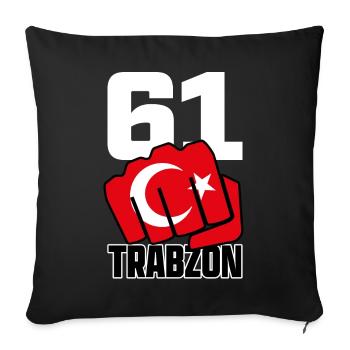 Trabzon 61 Memleket Turquie drapeau Trabzonlu poing - Housse de coussin décorative 45 x 45 cm - noir - Devant
