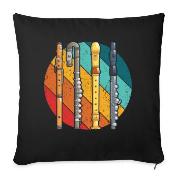 Vintage Recorder Flute Flutist Flutist Retro - Sofa pillowcase 17,3'' x 17,3'' (45 x 45 cm) - black - Front