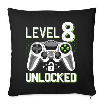 8. Geburtstag Level 8 Gamer Geschenk - Sofakissenbezug 45 x 45 cm - Schwarz - Vorne
