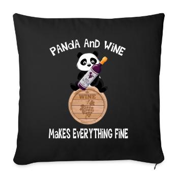 Panda and wine makes everything fine red wine - Sofa pillowcase 17,3'' x 17,3'' (45 x 45 cm) - black - Front